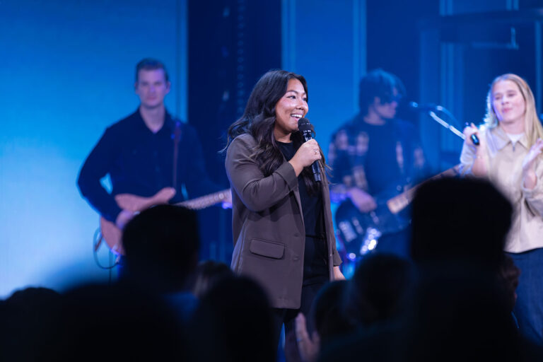 undergraduate student preaching during chapel service