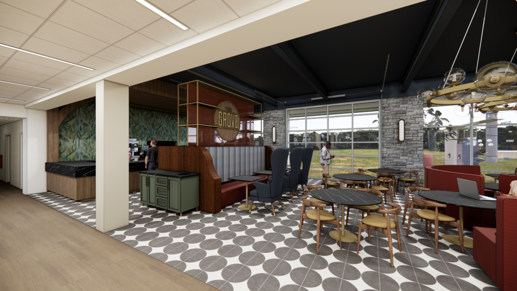 Rendering of The Grove, the newest addition to dining at Highlands College.